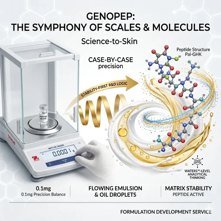 From Concept to Clinical Grade: Navigating the GENOPEP Cosmetic Formulation Journey 2 Transform your vision into a stable, high-performance product. Learn how to craft a professional formulation brief and explore GENOPEP’s stability-driven R&D workflow.