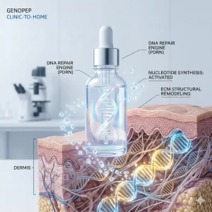 Genopep PDRN & Peptides: Accelerate cellular repair and soothe inflammation. Engineered to extend clinical results and maximize collagen synthesis for recovery.