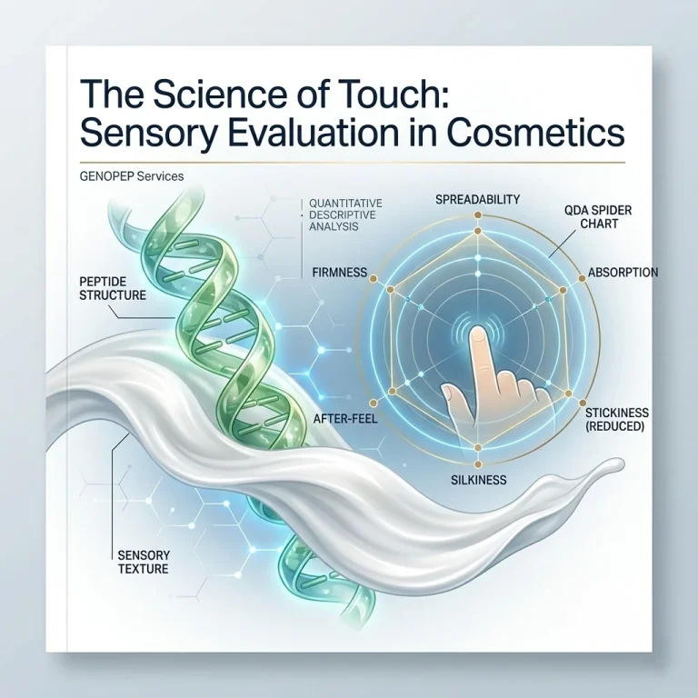 The Science of Touch: Advancing Cosmetic Efficacy Through Rigorous Sensory Evaluation 1 Master the science of skinfeel. Explore GENOPEP’s advanced Sensory Evaluation services, combining Quantitative Descriptive Analysis (QDA) and rheological profiling to optimize cosmetic performance.