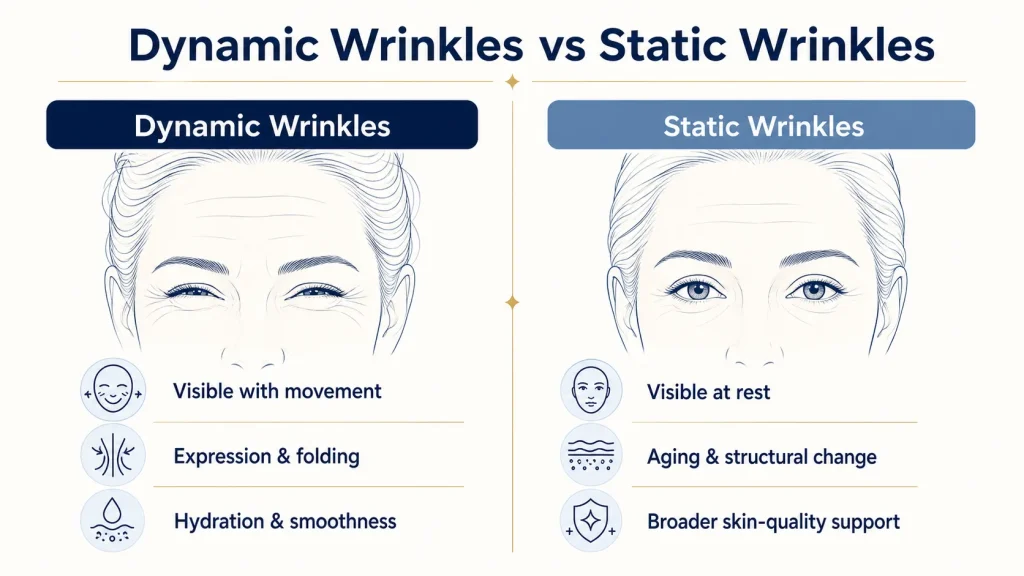 Dynamic Wrinkles vs Static Wrinkles: What Is the Difference and Why Does It Matter for Skincare? 1